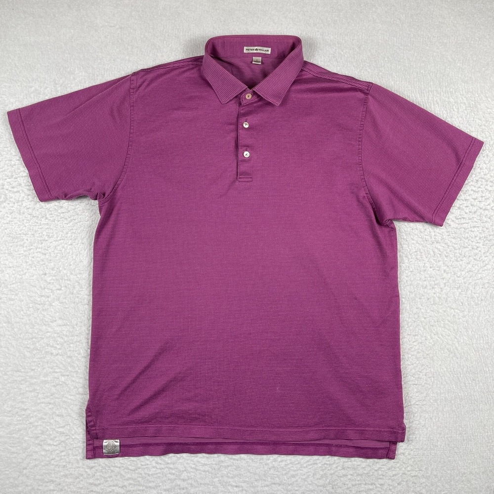 Peter‎ Millar Polo Shirt Mens Large Purple Preppy Golf Casual Vacation Travel
